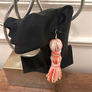 Elegant Coral and Cream Handmade Tassel Earrings